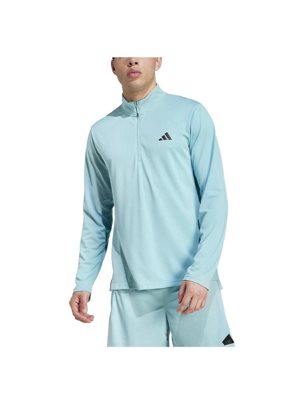 NWT New adidas Train Essentials Quarter Zip Long Sleeve T-Shirt, Mint Ton - Med